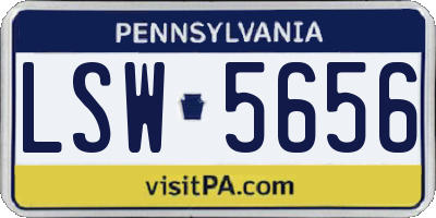PA license plate LSW5656