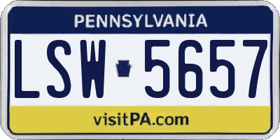 PA license plate LSW5657
