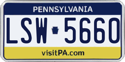 PA license plate LSW5660