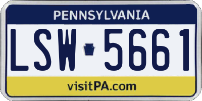 PA license plate LSW5661