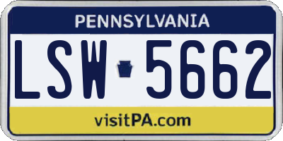 PA license plate LSW5662