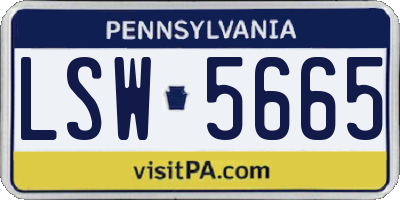 PA license plate LSW5665
