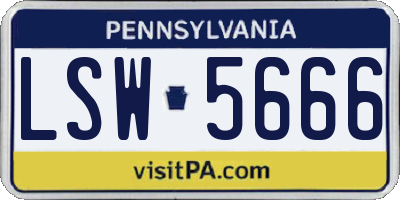 PA license plate LSW5666