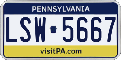 PA license plate LSW5667