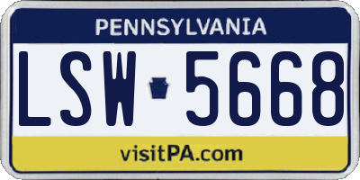 PA license plate LSW5668