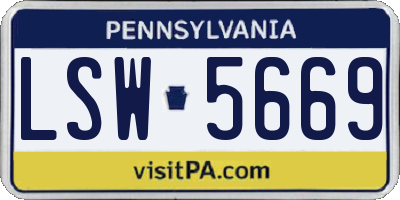 PA license plate LSW5669