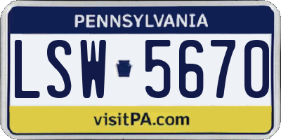 PA license plate LSW5670