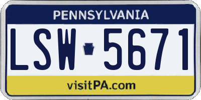 PA license plate LSW5671
