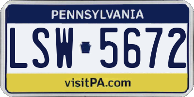 PA license plate LSW5672