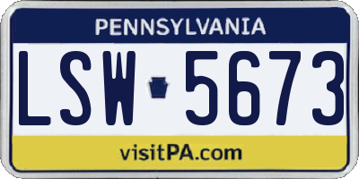 PA license plate LSW5673
