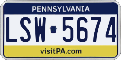 PA license plate LSW5674