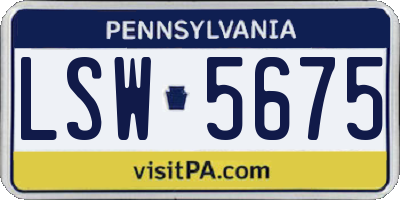 PA license plate LSW5675