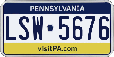 PA license plate LSW5676