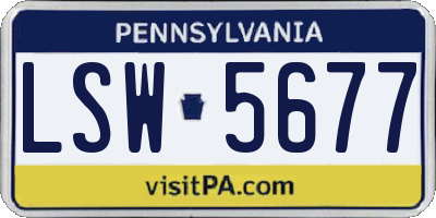 PA license plate LSW5677