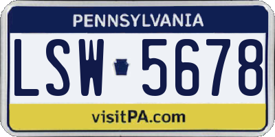 PA license plate LSW5678