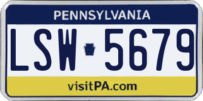 PA license plate LSW5679