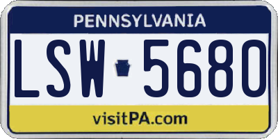 PA license plate LSW5680