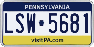 PA license plate LSW5681