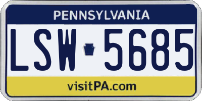 PA license plate LSW5685