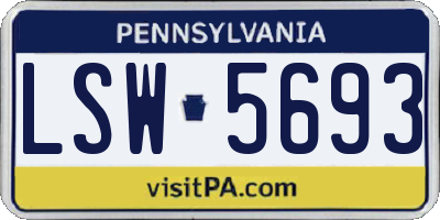 PA license plate LSW5693