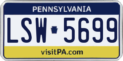 PA license plate LSW5699