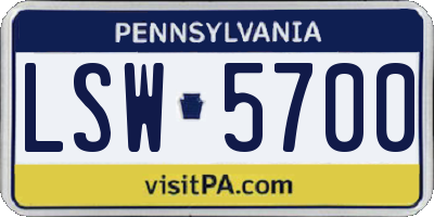 PA license plate LSW5700