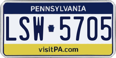 PA license plate LSW5705