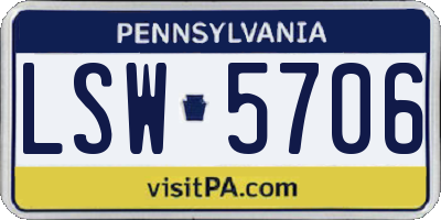 PA license plate LSW5706