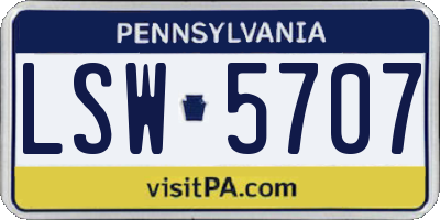 PA license plate LSW5707