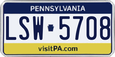 PA license plate LSW5708