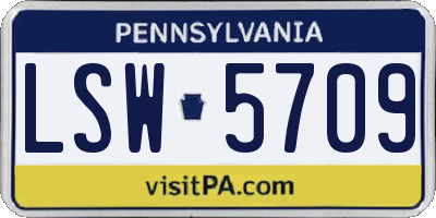 PA license plate LSW5709