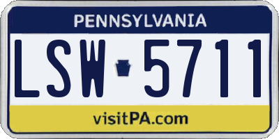 PA license plate LSW5711