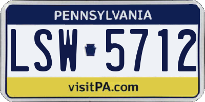 PA license plate LSW5712