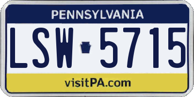 PA license plate LSW5715