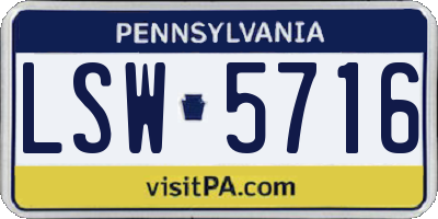 PA license plate LSW5716