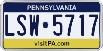 PA license plate LSW5717