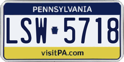 PA license plate LSW5718