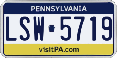 PA license plate LSW5719