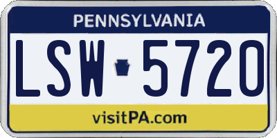 PA license plate LSW5720