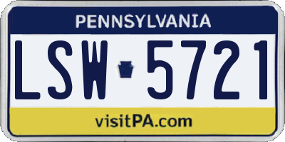 PA license plate LSW5721