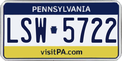 PA license plate LSW5722