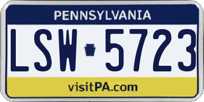 PA license plate LSW5723