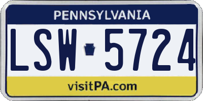 PA license plate LSW5724
