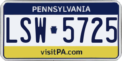 PA license plate LSW5725