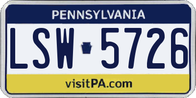 PA license plate LSW5726