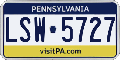 PA license plate LSW5727