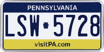 PA license plate LSW5728
