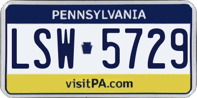 PA license plate LSW5729
