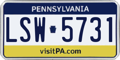 PA license plate LSW5731