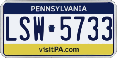 PA license plate LSW5733